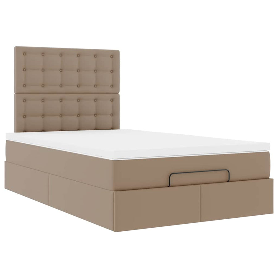 Ottoman bed met matras 120x200cm kunstleer cappuccinokleurig
