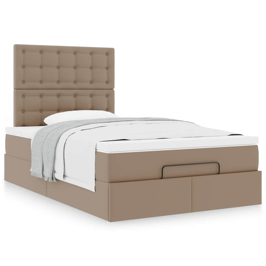 Ottoman bed met matras 120x200cm kunstleer cappuccinokleurig