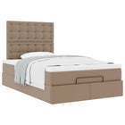 Ottoman bed with mattress 120x200cm faux leather cappuccino coloured
