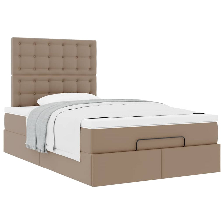 Ottoman bed met matras 120x200cm kunstleer cappuccinokleurig