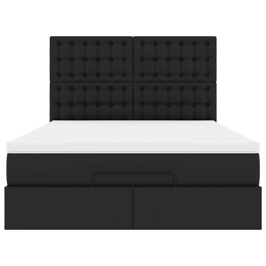Ottoman bed met matras 140x190cm kunstleer zwart