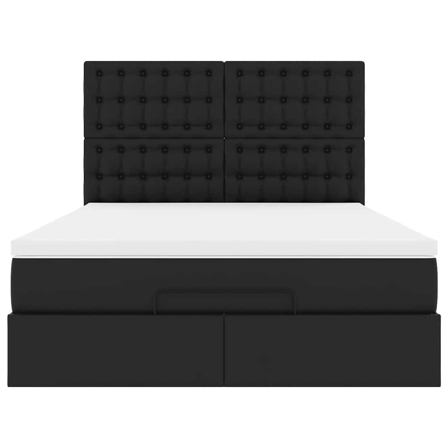 Ottoman bed met matras 140x190cm kunstleer zwart