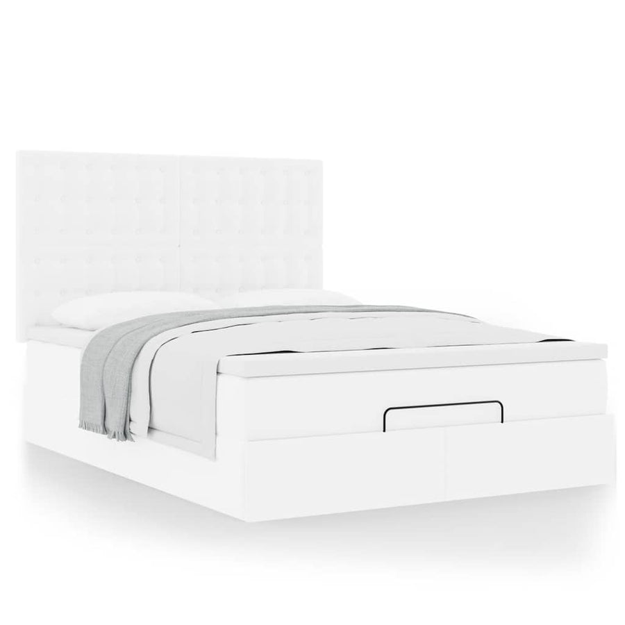 Ottoman bed met matras 140x190cm kunstleer wit