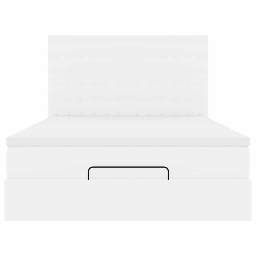 Ottoman bed met matras 140x190cm kunstleer wit