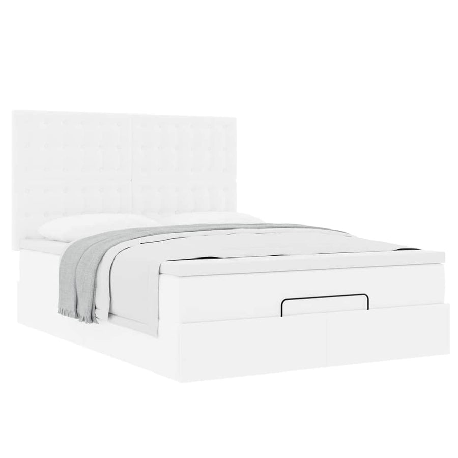 Ottoman bed met matras 140x190cm kunstleer wit