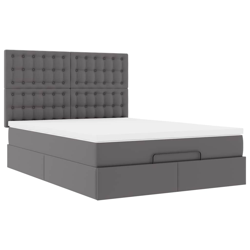 Ottoman bed met matras 140x190cm kunstleer grijs