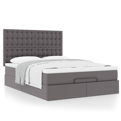 Ottoman bed met matras 140x190cm kunstleer grijs
