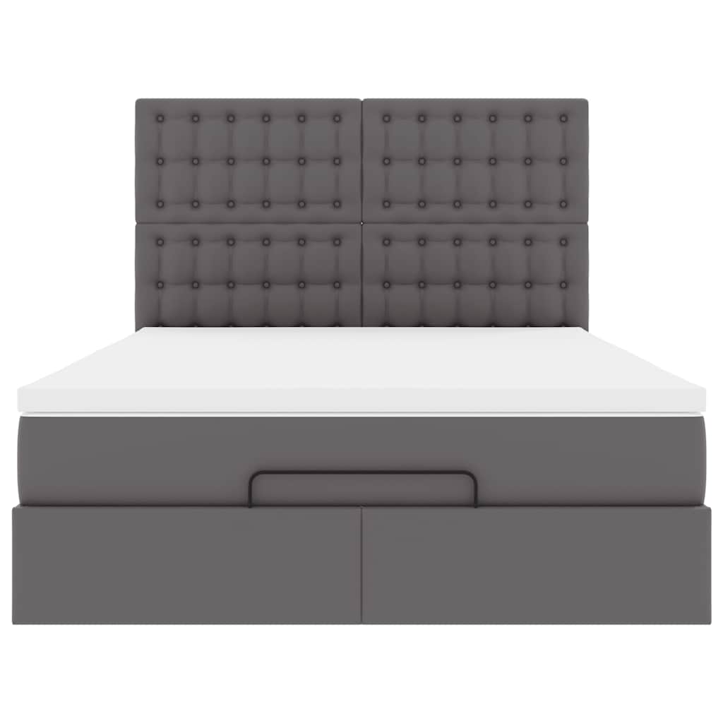 Ottoman bed met matras 140x190cm kunstleer grijs