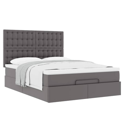Ottoman bed met matras 140x190cm kunstleer grijs