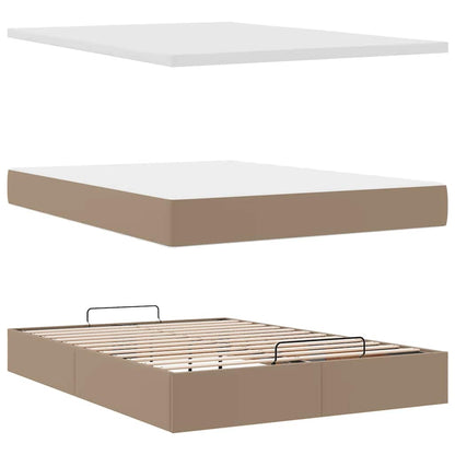 Ottoman bed met matras 140x190cm kunstleer cappuccinokleurig