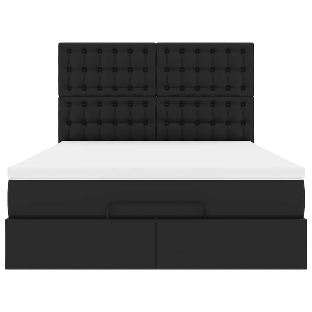 Ottoman bed met matras 140x200cm kunstleer zwart