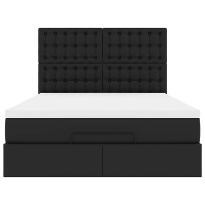 Ottoman bed met matras 140x200cm kunstleer zwart