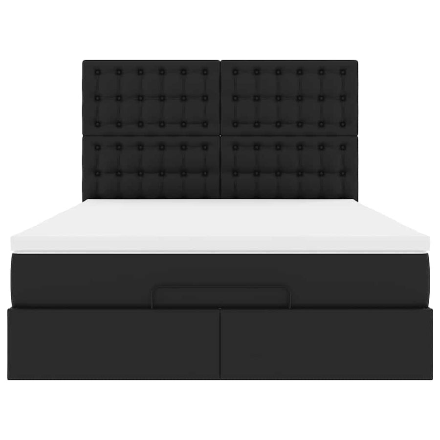 Ottoman bed met matras 140x200cm kunstleer zwart