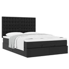 Ottoman bed with mattress 140x200cm faux leather black