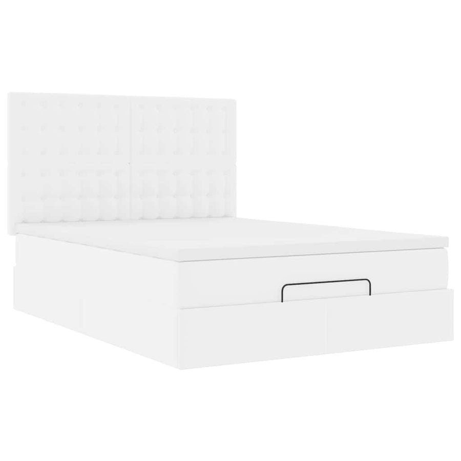 Ottoman bed met matras 140x200cm kunstleer wit
