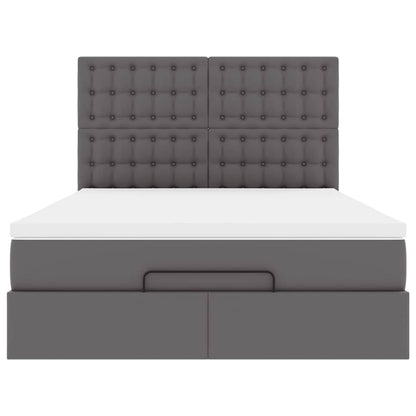 Ottoman bed met matras 140x200cm kunstleer grijs