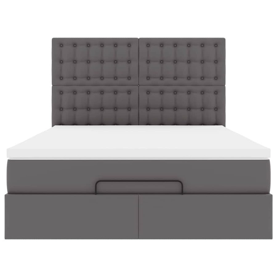 Ottoman bed met matras 140x200cm kunstleer grijs