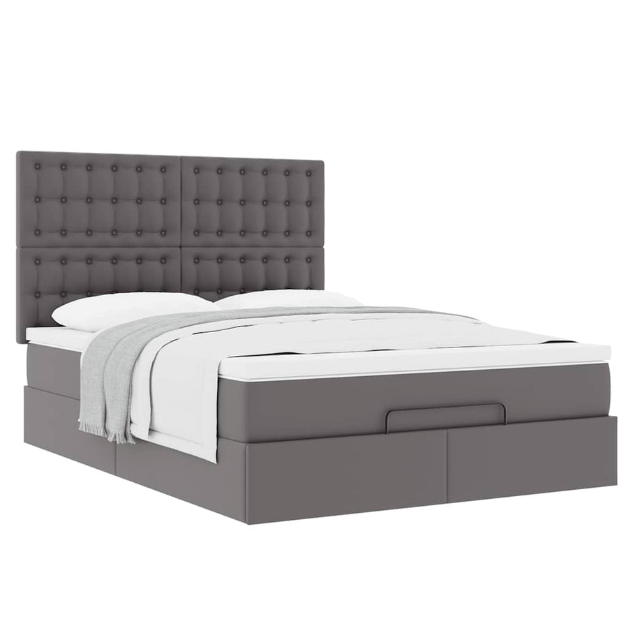Ottoman bed met matras 140x200cm kunstleer grijs