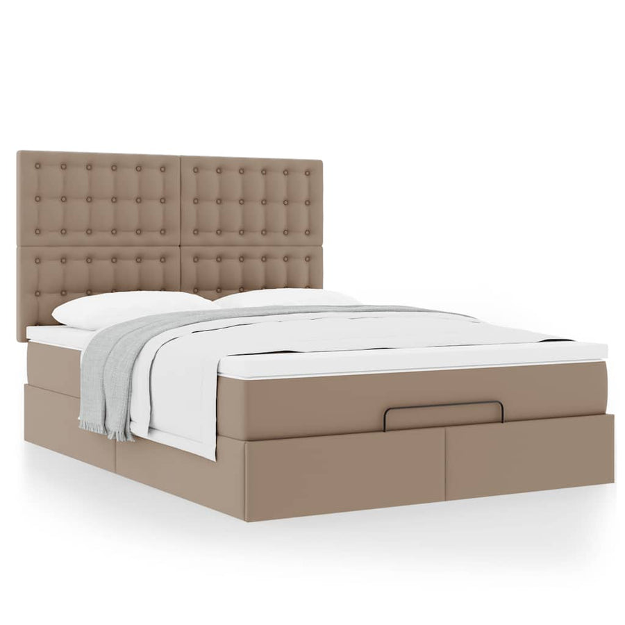 Ottoman bed met matras 140x200cm kunstleer cappuccinokleurig