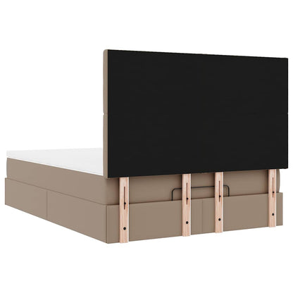 Ottoman bed met matras 140x200cm kunstleer cappuccinokleurig