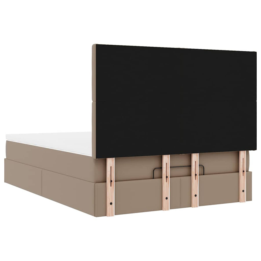 Ottoman bed met matras 140x200cm kunstleer cappuccinokleurig