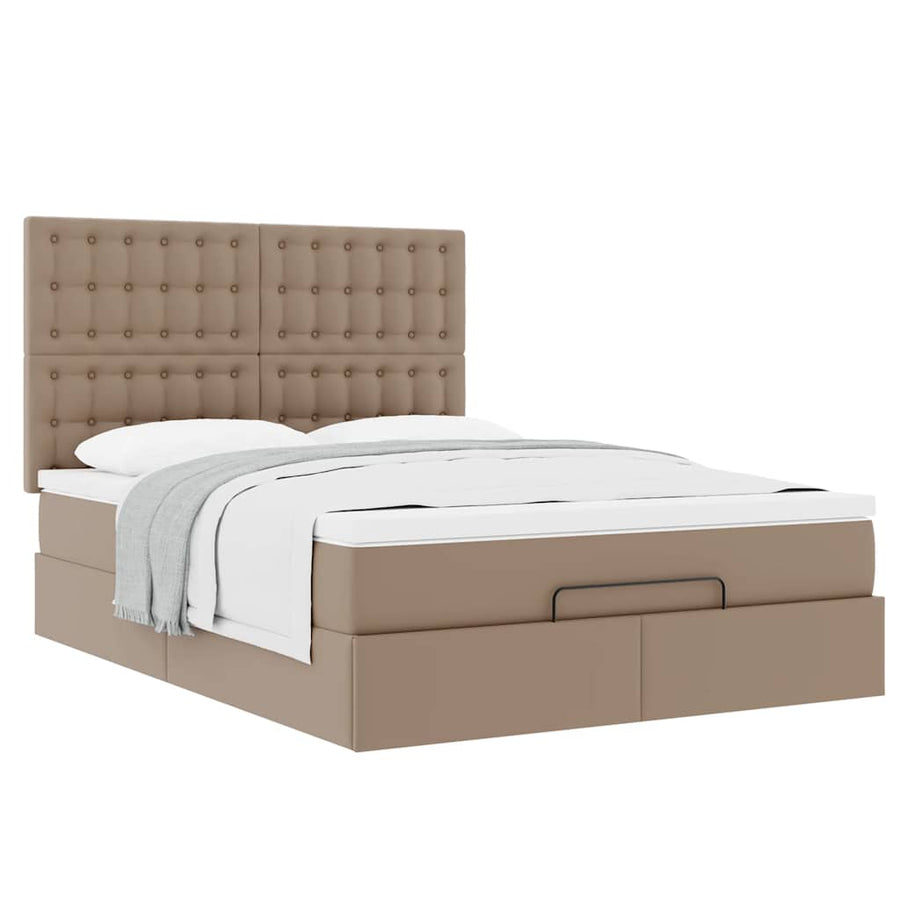 Ottoman bed met matras 140x200cm kunstleer cappuccinokleurig