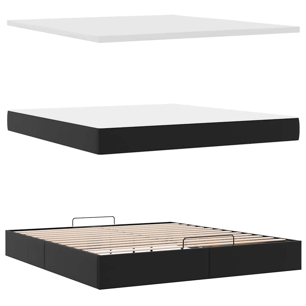 Ottoman bed met matras 160x200cm kunstleer zwart