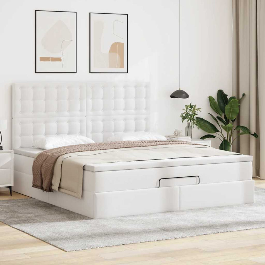 Ottoman bed met matras 160x200cm kunstleer wit