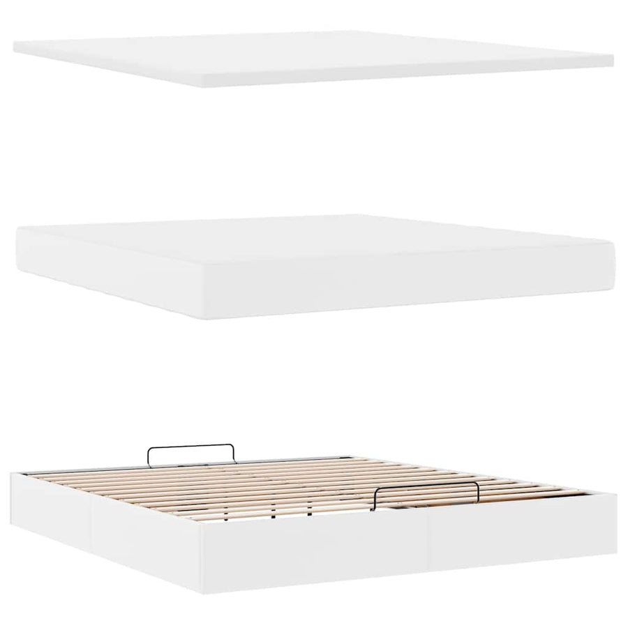 Ottoman bed met matras 160x200cm kunstleer wit