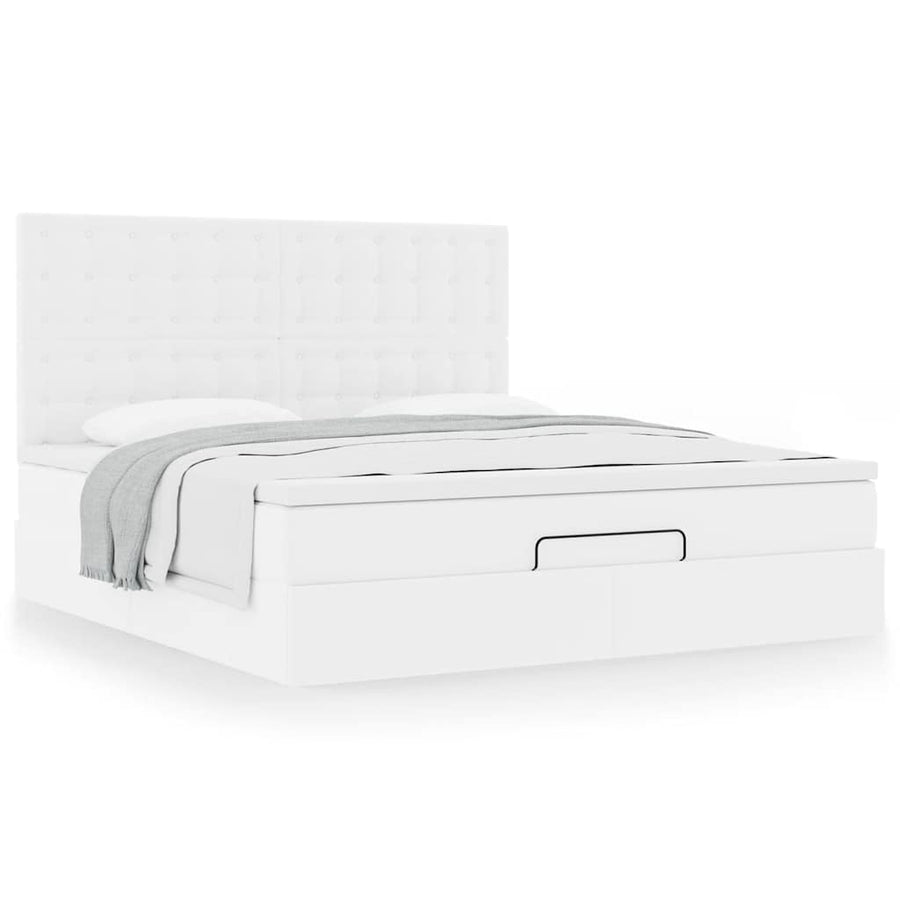 Ottoman bed met matras 160x200cm kunstleer wit