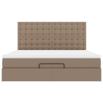Ottoman bed met matras 160x200cm kunstleer cappuccinokleurig