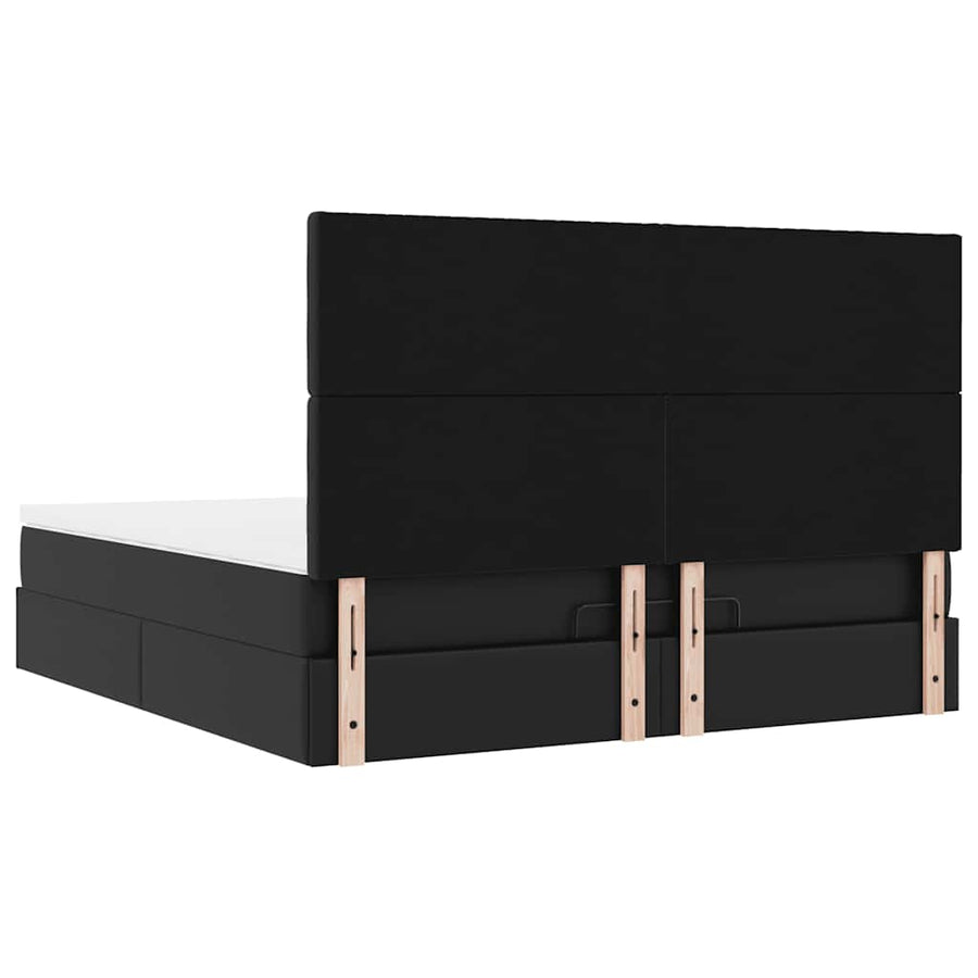 Ottoman bed met matras 180x200cm kunstleer zwart