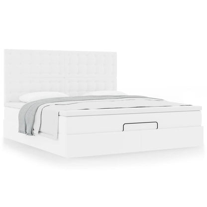 Ottoman bed met matras 180x200cm kunstleer wit