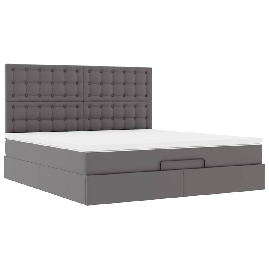 Ottoman bed met matras 180x200cm kunstleer grijs