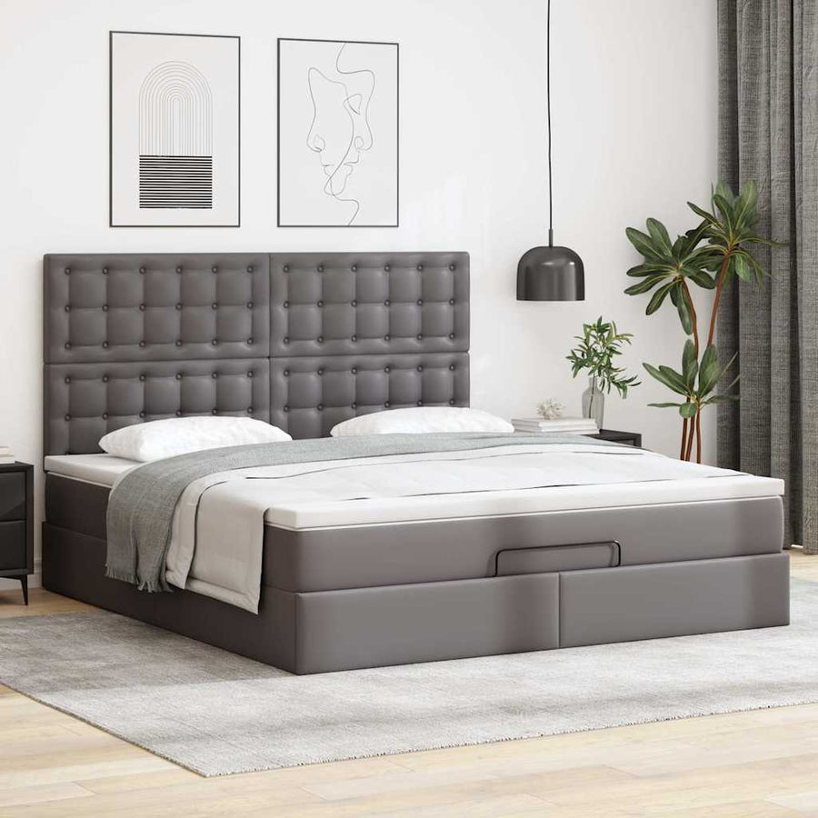 Ottoman bed met matras 180x200cm kunstleer grijs