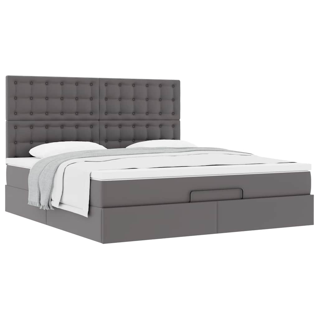 Ottoman bed met matras 180x200cm kunstleer grijs