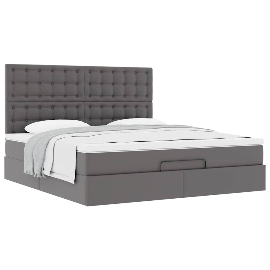 Ottoman bed met matras 180x200cm kunstleer grijs