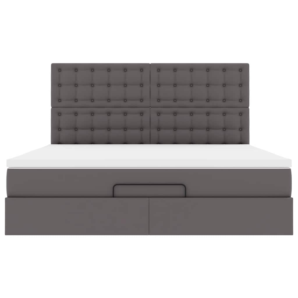 Ottoman bed met matras 180x200cm kunstleer grijs