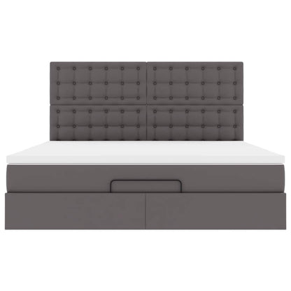 Ottoman bed met matras 180x200cm kunstleer grijs