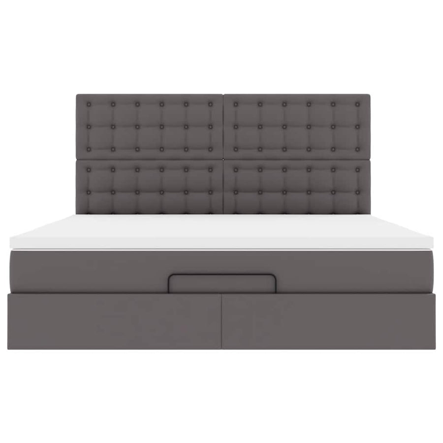 Ottoman bed met matras 180x200cm kunstleer grijs