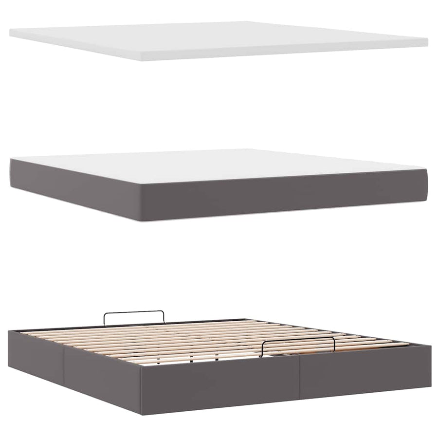 Ottoman bed met matras 180x200cm kunstleer grijs