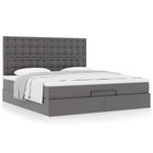 Ottoman bed with mattress 180x200cm faux leather grey