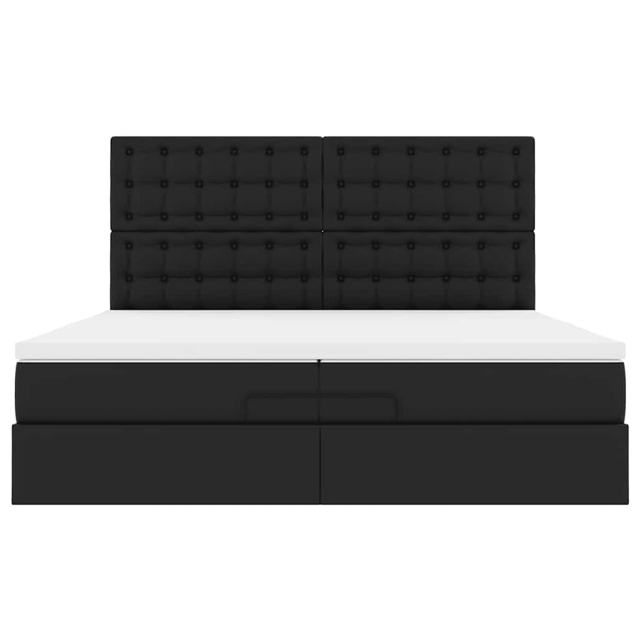 Ottoman bed met matrassen 200x200cm kunstleer zwart