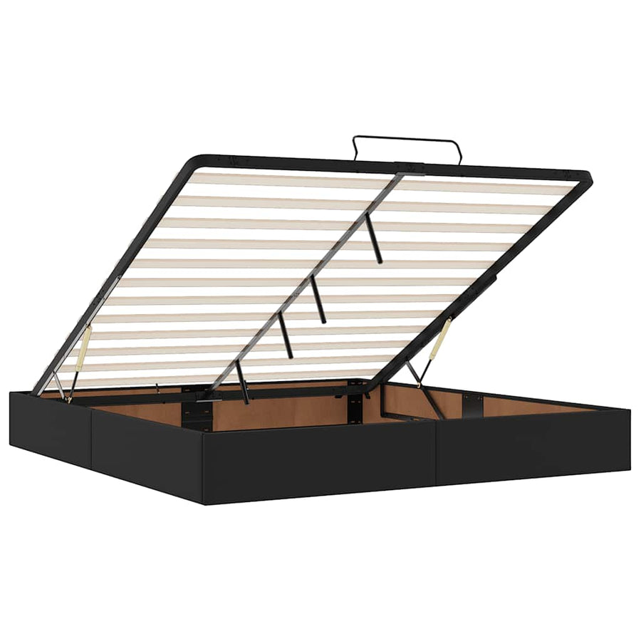 Ottoman bed met matrassen 200x200cm kunstleer zwart