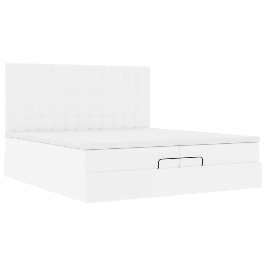 Ottoman bed met matrassen 200x200cm kunstleer wit