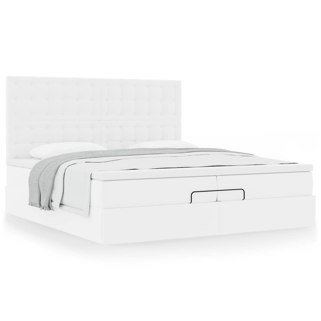 Ottoman bed met matrassen 200x200cm kunstleer wit