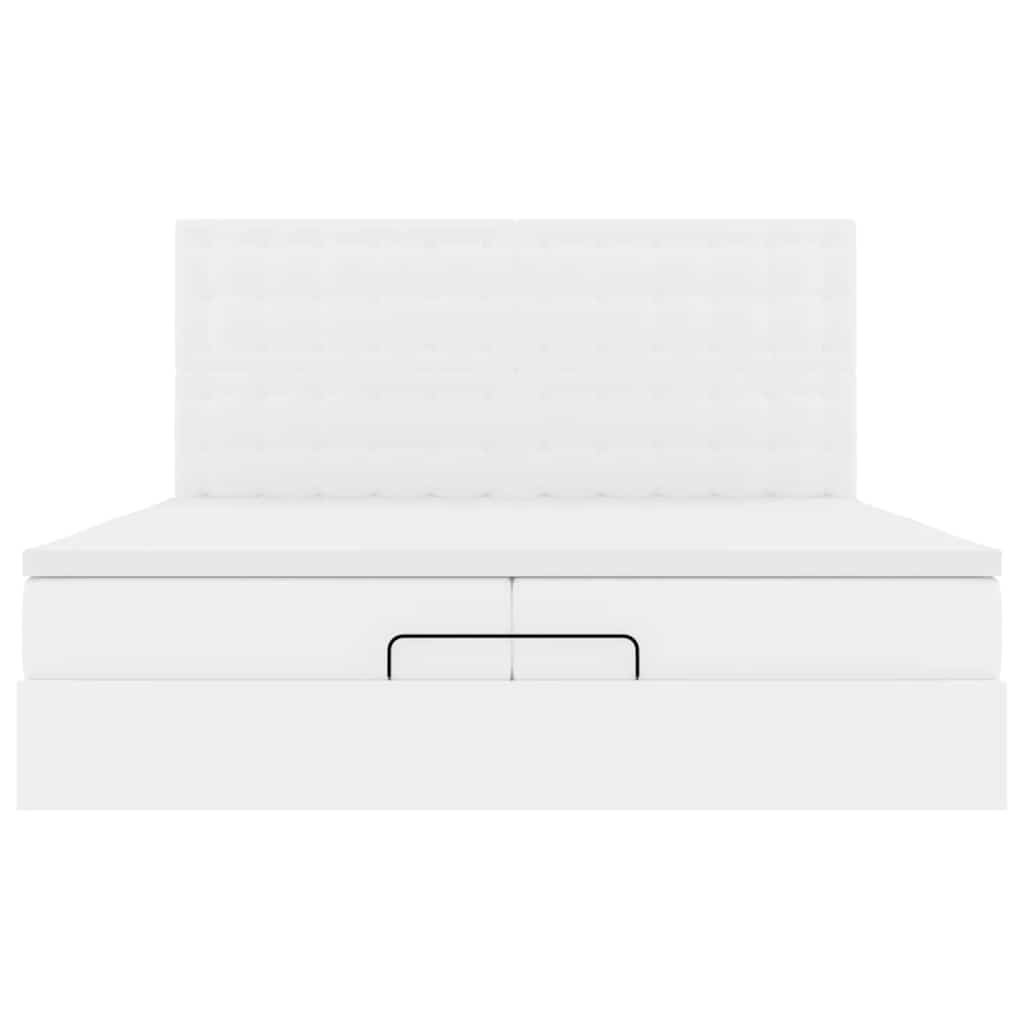 Ottoman bed met matrassen 200x200cm kunstleer wit