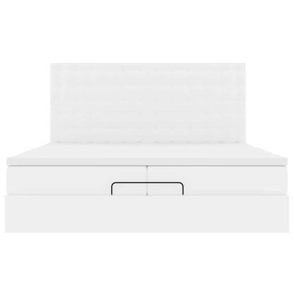 Ottoman bed met matrassen 200x200cm kunstleer wit