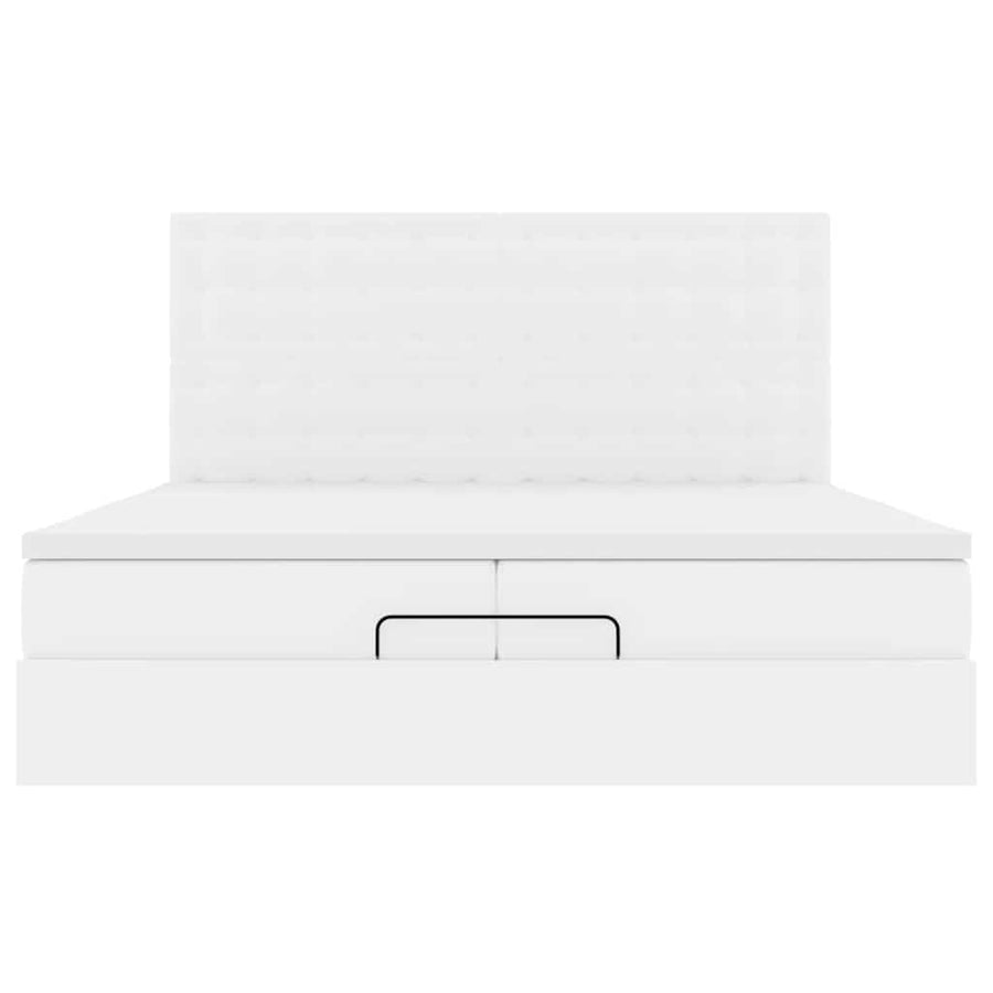Ottoman bed met matrassen 200x200cm kunstleer wit