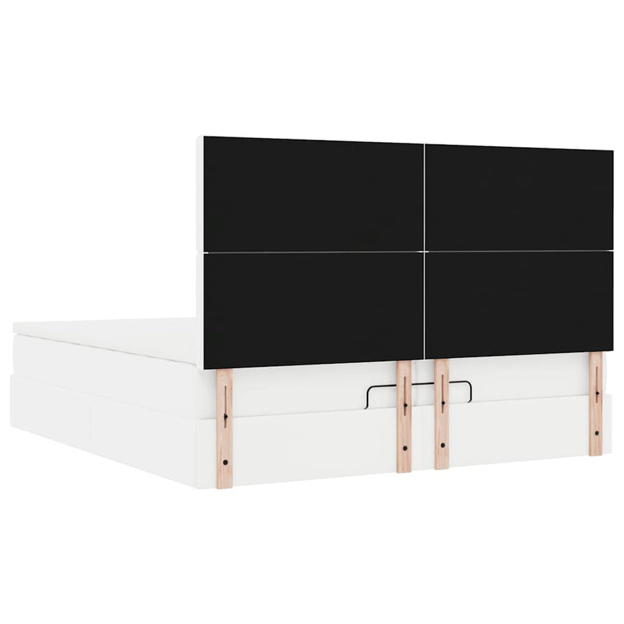 Ottoman bed met matrassen 200x200cm kunstleer wit
